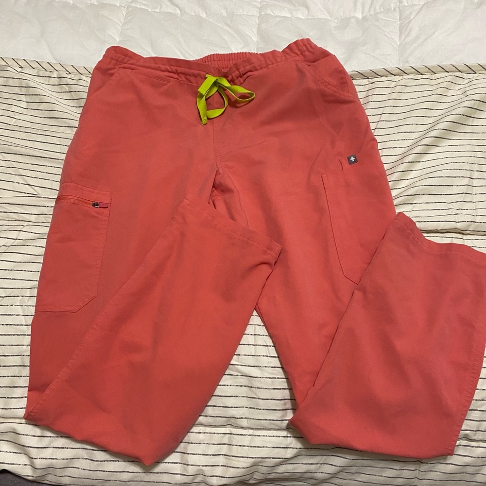 Figs Hot Coral Yola Medium/Reg pants